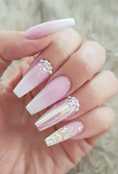 Cute Spring Nails, Spring Nail Designs, Nails 2021, Pink Nail Designs, White Nail, Pink Acrylic Nails, Spring Nail