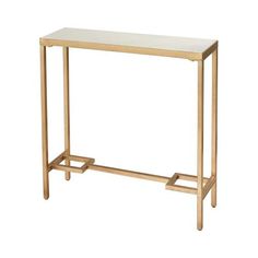 a white and gold console table