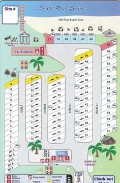 a map of the beach resort with numbers and locations on it, including hotels, restaurants,