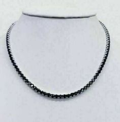 (eBay) Find many great new & used options and get the best deals for 25.00 Ct Round Cut Created Black Diamond Necklace 14K White Gold Finish at the best online prices at eBay! Free shipping for many products! Women's Party Wear, Black Diamond Chain, Black Diamond Bracelet, Black Diamond Necklace, Diamond Tennis Necklace, Tennis Necklace, Ring Fit, Silver Diamonds, Men Necklace