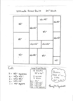 a white paper with some writing on it that says, ultimate square quilt pattern block