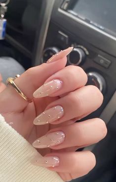 Milky White Nails With Rhinestones, Nye Nails, Pastel Nails Designs, Hello Nails, Glow Nails, Blush Nails, Pretty Gel Nails, Really Cute Nails, Pastel Nails