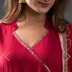 Nira Cute Kurti, Angrakha Neck Design, New Style Neck Design For Kurti, Collar Kurti Design, Chudidhar Neck Designs, Salwar Neck Designs, Churidar Neck Designs, Latest Dress Design, Simple Kurta Designs