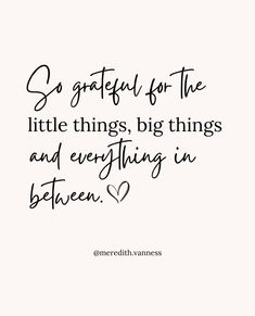 a quote that says so grateful for the little things, big things and everything in between