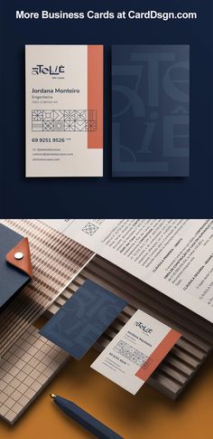 some business cards and stationery on top of each other with the letter s in it