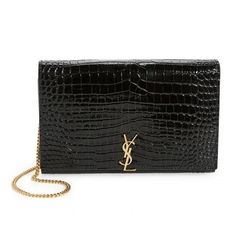 Saint Laurent YSL Monogram Croc Embossed Wallet On Chain Crossbody Bag $2190 Saint Laurent YSL Monogram Croc Embossed Wallet On Chain Crossbody Bag $2190 Click images to enlarge Description   Saint Laurent wallet in glossy croc-embossed calf leather  Features goldtone YSL logo lettering  Flap top with snap closure  Gold-tone hardware Removable crossbody strap, 21" drop Dimensions: 7.75"W x 1.5"D x 5.25"H Snap flap closure Two interior compartments, interior zip pocket, two interior slip pockets, ten interior card slots Made in Italy   Brand New With The Tag Detached, Card and a Dust Bag. GUARANTEED AUTHENTIC   Payment Immediate Payment is Required for this item. Payments are processed through Paypal. Shipping Within US: USPS Priority includes delivery confirmation (signature is required fo Ysl Wallet, Dream Bag, Ysl Logo, Saint Laurent Wallet, Wallet On Chain, Chain Crossbody Bag, Crossbody Strap, Snap Closure, Calf Leather