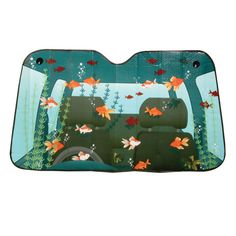 a car mat with fish and plants on it