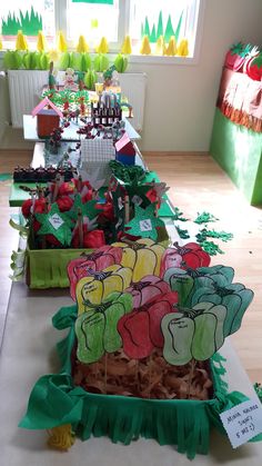 an assortment of food items on display in a room