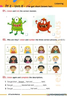 the worksheet for children's learning about monsters