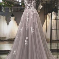 Gray Formal Dress, Silver Prom Dress, Grey Evening Dresses, Plus Size Formal, Plus Size Formal Dresses, Beautiful Prom Dresses, Long Prom Dresses, A Line Prom Dresses, Tulle Prom Dress