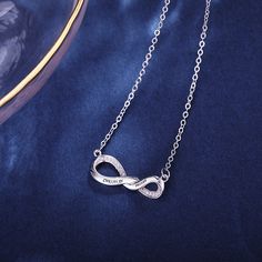 Never ending sign represents our never ending love. This elegant necklace features a twisted infinity look as a symbol of infinite love between couples,families,or friends.Dainty and classic style make this necklace an excellent gift idea for any big day or occasion.It's also a unique gift personalized by two names of your choice. Order it, show someone special that how special she means to you.Chain Type: Weight: 2.1 gWidth: 26.5 mmMaterial: Plating Color: Silver Infinite Love, Elegant Necklace, Necklace Online, Elegant Necklaces, Buy One Get One, Sterling Silver Necklace, Quality Jewelry, Chain Lengths, Sterling Silver Necklaces