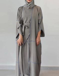 Latest 3-Piece Set Open Abaya For Women Zoom Material Abaya Design, Modest Couture, Kaftan Abaya Dubai, Abaya Fabric, Plain Kimono, Abaya Design, Turkish Dress, Long Skirt Fashion, Open Abaya