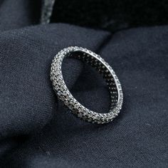 Oxidized 925 Silver Three Line Pave Diamond Eternity Band Handmade Ring Jewelry RIMJ-840 Pave Diamond Band Ring. Silver Diamond Ring. Eternity Band Ring. Oxidized 925 Silver Ring. Stack Ring. Handmade Fashion Jewelry. Here Are Some Amazing Ways To Take Care Of Your Precious Diamond Jewelry. Always. * Apply lotion, cosmetics, hairspray, and perfume before dressing in jewelry. * When undressing, wipe each piece with a clean soft cloth to remove oils and perspiration. * Store in a fabric-lined box, Silver Stackable Eternity Band Fine Jewelry, Fine Jewelry Silver Stackable Eternity Band, Stackable Silver Eternity Band, Silver Cubic Zirconia Stackable Rings With Halo, Silver Sterling Eternity Band With Diamond Cut, Silver Infinity Stackable Jewelry, Silver Stackable Infinity Jewelry, Adjustable Silver Eternity Band, Silver Infinity Jewelry With Diamond Cut