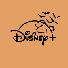 the logo for disney plus with bats flying over it and an orange background that says,