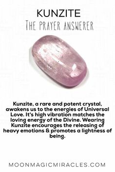 Kunzite Meaning, Kunzite Jewelry, Crystal Healing Chart, Cosmic Love, Healing Crystals Meanings, Yoga Beads, Mala Bead Necklace, Crystals Healing Properties, Herbal Magic