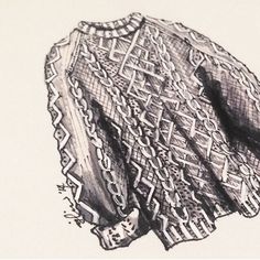 a black and white drawing of a sweater