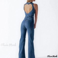 Olivia Mark - Stylish Vintage Sleeveless Denim Jumpsuit with High Waist Strap Sleeveless Stretch Denim Blue Jumpsuits And Rompers, Sleeveless Stretch Denim Jumpsuits And Rompers, Sleeveless Denim Blue Stretch Jumpsuit, Sleeveless Stretch Denim Jumpsuit, Sleeveless Stretch Denim Jumpsuit In Medium Wash, Chic Sleeveless Dark Wash Denim Jumpsuit, Summer Stretch Medium Wash Jumpsuits And Rompers, Chic Dark Wash Sleeveless Denim Jumpsuit, Summer Stretch Jumpsuits And Rompers In Medium Wash