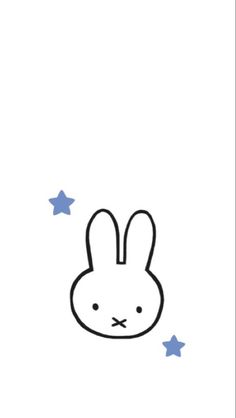 a drawing of a rabbit face with stars around it