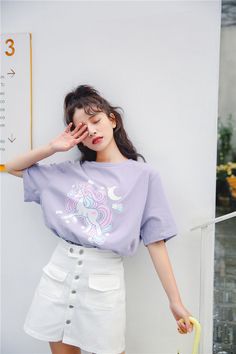 Harajuku Kawaii Unicorn Shirt · KoKo Fashion · Online Store Powered by Storenvy Harajuku Summer Fashion, Softgirl Outfits, Oatmeal Muffin, Unicorn Outfit, Kawaii Unicorn, Badass Style, Feminine Chic, Unicorn Shirt, Pastel Fashion