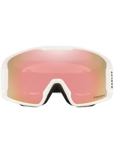 an image of a pair of ski goggles in white and pink mirrored lenses