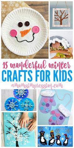 snowman crafts for kids that are fun and easy to make with paper plates, yarn,