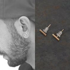 Mens Gold Earrings, Cool Earrings For Guys, Guys Earrings, Mens Studs, Men Stud Earrings, Men Piercing, Mens Stud Earrings