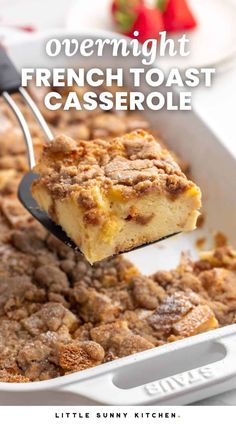 a spoonful of overnight french toast casserole