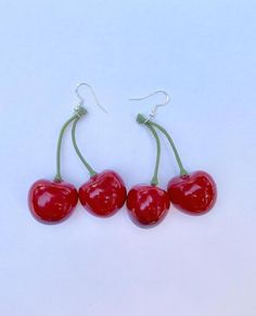 #Hoopearringsdiy Trendy Cherry Dangle Earrings, Cherry Color Trendy Nickel-free Jewelry, Cherry Nickel-free Trendy Jewelry, Trendy Cherry Nickel-free Jewelry, Sweet Red Drop Earrings, Cherry Colored Earrings Gift, Handmade Red Sweet Earrings, Cute Cherry Dangle Jewelry, Cherry Dangle Earrings For Party