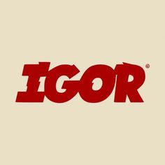 the logo for igor is shown in red on a beige background with black letters