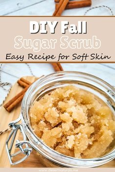 How to make a fall sugar scrub, easy diy recipe for soft skin. Fall is the perfect time to indulge in some self-care with a homemade sugar scrub. This DIY recipe will help you create a luxurious fall sugar scrub that will leave your skin feeling soft & exfoliated. With just a few simple ingredients, you can customize this scrub & enjoy the wonderful scents of autumn. rnTreat yourself to a pampering session and embrace the cozy vibes of the fall season with this easy DIY fall sugar scrub. Fall Sugar Scrub, Scrub Recipe Diy, Room Spray Recipe, Homemade Sugar Scrub, For Soft Skin, Diy Sugar Scrub Recipe, Coffee Scrub Diy, Homemade Skincare, Diy Essential Oil Recipes