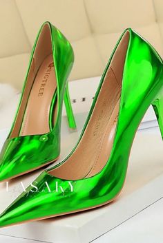 Lasaky - Elegant Metal Stiletto Heels: Polished Finish, Pointed Toe, and alluring design for a captivating allure. Red Pumps Heels, Green Vibes, Basic Heels, Heels Classy, Woman Shoes, Shoe Fits, Women's Heels, Patent Leather Heels, Fabulous Shoes