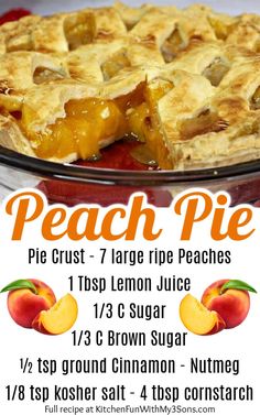 the peach pie is ready to be served on the table for guests at this summer's peach festival