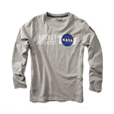 Get ready for launch with this Red Canoe NASA Long Sleeve Tee. Details: Standard fit Screen print on front 100% cotton, pre-washed Made in the USA Nasa Spacex, Astronaut Suit, Long Sleeve T Shirt, Shirt Style, Long Sleeve Tshirt Men