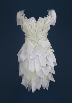 White Radish dress. From South Korean artist Sung Yeonju’s series “Wearable Foods” consists of dresses made of everyday edible products. Lady Gaga Meat Dress, Vegetable Costumes, Lotus Dress, White Radish