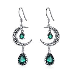 PRICES MAY VARY. Crescent Moon Design: The word “crescent” comes from the Latin term ceres meaning to “bring forth, create” and crescere, the Latin term for “grow, thrive”. Comfortable Material: These celtic moon earrings are made of high-quality S925 sterling silver with sparkle emerald crystal, all part is hypoallergenic and suitable for sensitive ears. Crescent Moon Earrings Size: 45*12mm (LxW). Weight: only 4.74g (pair). Exquisite and sparkle celtic moon dangle earrings for women's everyday Crescent Moon Design, Celtic Moon, Rainbow Topaz, Emerald Crystal, Celtic Earrings, Earrings Emerald, Crescent Moon Earrings, Moon Jewelry, Celtic Jewelry