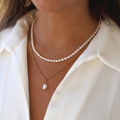 Pearls Choker, Baroque Pearl Pendant, Layered Pearl Necklace