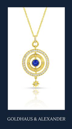 Discover our beautiful and inspiring collection of artistic high-end jewelry. Our limited-edition Cosmic pendant is a truly exceptional jewel. Blue Sapphire Gemstone, The Circle, Vibrant Blue, Eternal Love, Sapphire Gemstone, Jewelry Creation, Gold Pendant, Blue Sapphire, 18k Gold