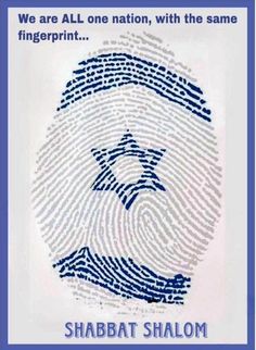 a blue and white poster with an image of a fingerprint in the shape of a star