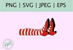 a pair of red and white striped shoes with the words png i svg jpeg