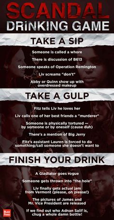 the movie poster for scandal drinking game