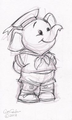 a drawing of an elephant in shorts