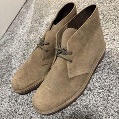 Essentially Brand New Clark's Bushacre 2 Chukka Boots In Taupe Suede. These Are Size 10.5 And They Were Too Small For Me. I Wore Them Once Two Years Ago And Realized I Needed A Half Size Larger, But It Was Too Late To Return. See Photos For Condition, They Are Pretty Much Pristine. 100% Leather, With A Rubber Synthetic Sole Men's Clarks, Chukka Boot, Pretty Much, Too Late, Chukka Boots, Tan Brown, Men's Shoes, Size 10, Man Shop