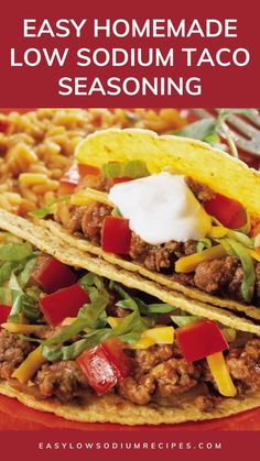 2000mg Sodium Diet, Healthy Low Sodium Breakfast, Low Sodium Salsa Recipes, Low Sodium Taco Salad, Low Sodium Tacos, Low Sodium Heart Healthy Recipes, Low Sodium Instant Pot Recipes, Low Salt Recipes Dinners, Low Sodium Taco Seasoning Recipe