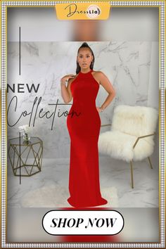 Elegant O Neck Sleeveless Back Cut Out Maxi Dress Cut Out Maxi Dress, Round Neck Dresses, Bodycon Fashion, Dresses By Length, Fashion Flats, Long Maxi Dress, 1 Million, Women's Fashion Dresses, Floor Length