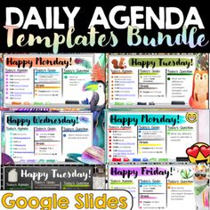 the daily agenda templates bundle includes google slides, calendars and other activities for kids