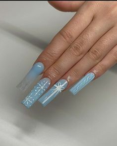 Winter Wallpapers, Blue Acrylic Nails, Acrylic Nails Coffin Short, Pink Acrylic Nails, Xmas Nails