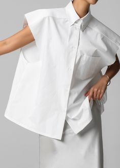 Rae Sleeveless Button Down Shirt - White White Sleeveless Shirt, Sleeveless Button Down Shirt, Unisex Clothes, The Frankie Shop, Frankie Shop, Mens Outfit Inspiration, Dress Shirts For Women, White Sleeveless, White Shirts