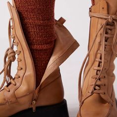 Free People Lug Jones Lace Up Boot Details Nib Macadamia [Natural Unglazed] By Free People Size + Fit Platform Oversized Size 6.5 Length 11” Size 8 Length 11.5” Size 9 Length 12” Content + Care Hand Wash Free People Platform Free People Boots, Free People Shoes, Macadamia, Moto Boots, Lace Up Boots, Tan Brown, Free People, Hand Wash, Size 7