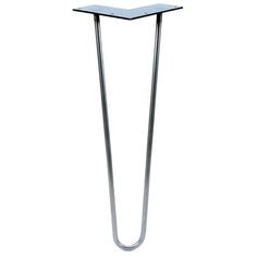 a metal stand with a glass top on the bottom and two legs at the base