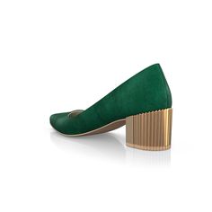 Metallic Block Heel Shoes 7935 | Girotti Luxury Suede Low Heel Heels, Luxury Suede Low Heel Shoes, Luxury Suede Low Heels, Formal Green Heels With Leather Lining, Suede Lined Round Toe Heels For Galas, Green Suede Almond Toe Heels, Elegant Suede Leather Shoes With Low Heel, Elegant Green Suede Heels, Green High Heel Heels With Suede Lining